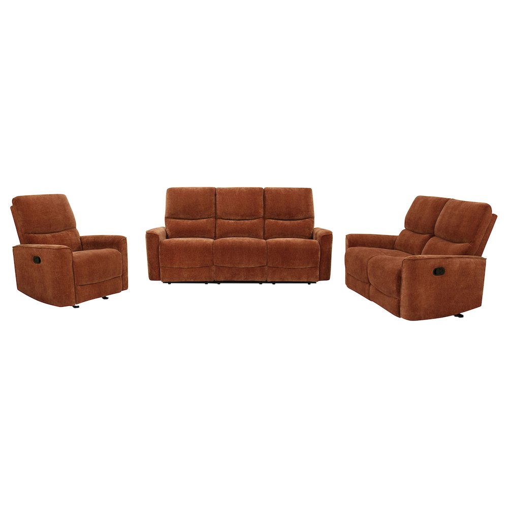 Navarro 3-piece Upholstered Reclining Sofa Set Orange. Picture 1