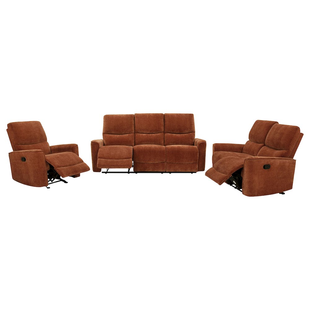 Navarro 3-piece Upholstered Reclining Sofa Set Orange. Picture 2