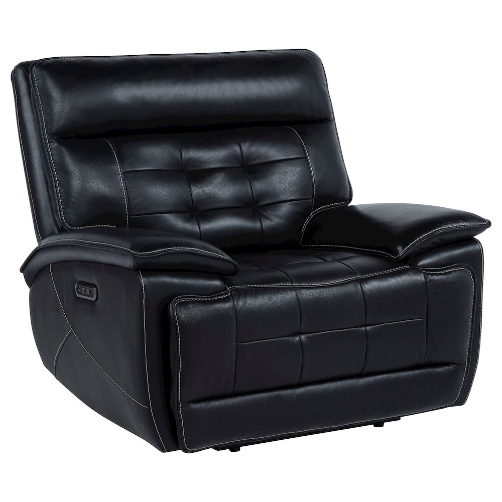 Hewitt Leather Upholstered Dual Power Recliner Chair Black. Picture 3