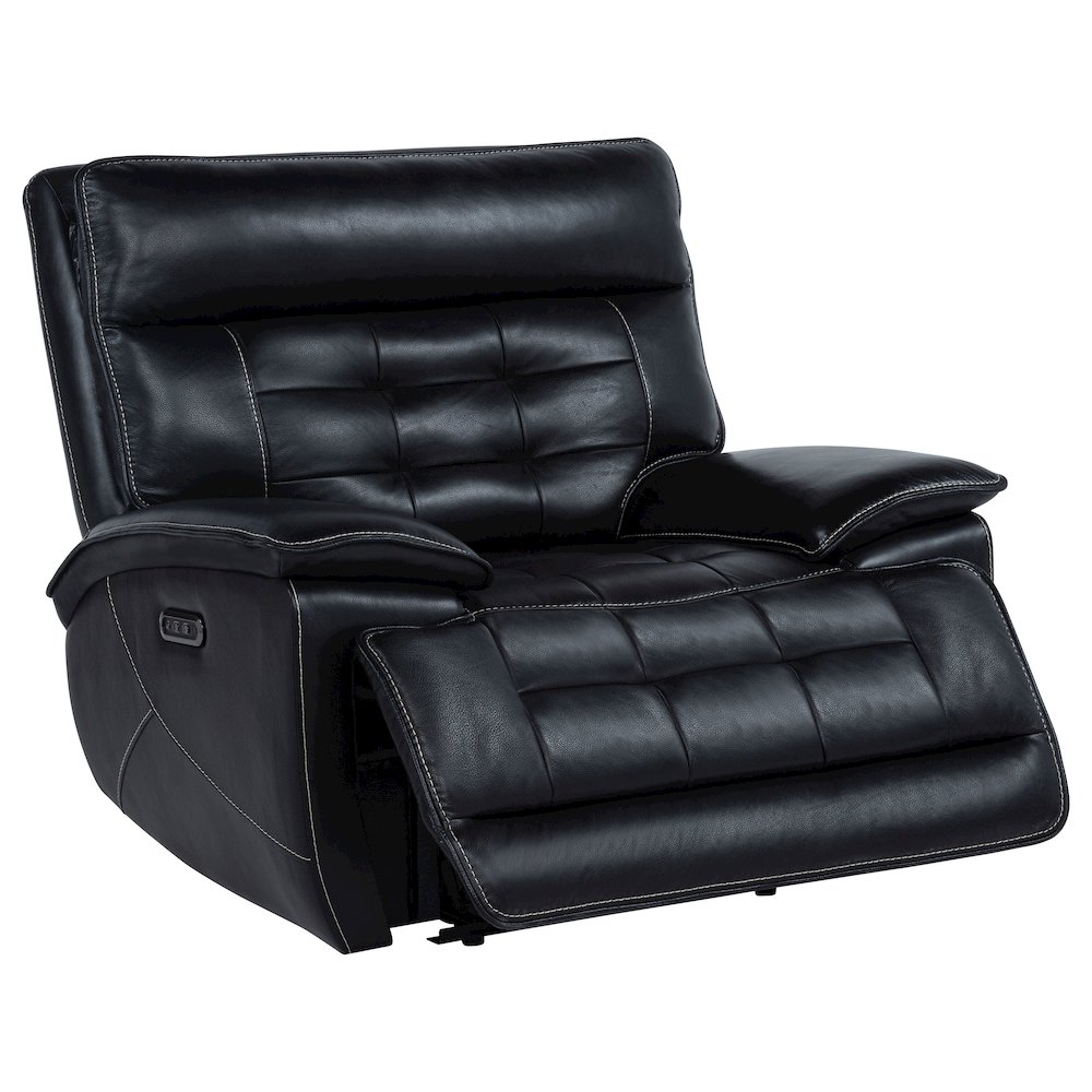 Hewitt Leather Upholstered Dual Power Recliner Chair Black. Picture 4