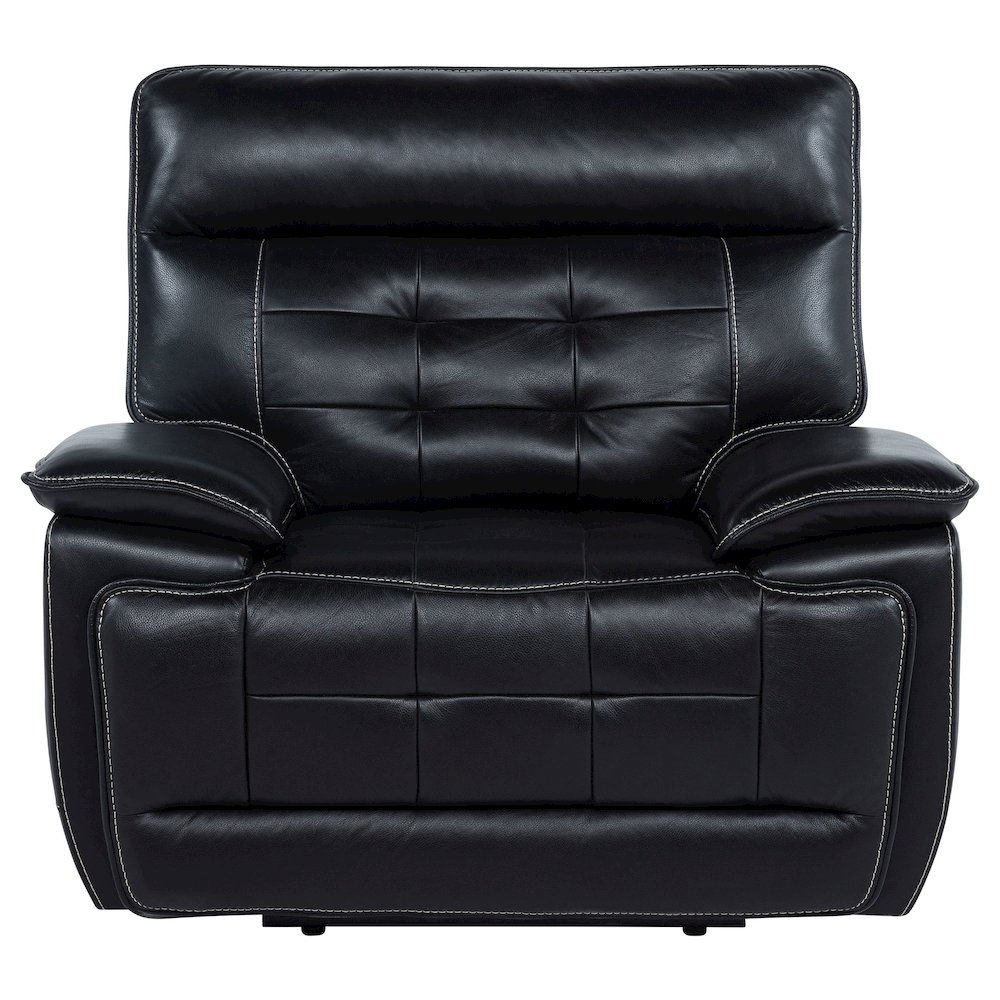 Hewitt Leather Upholstered Dual Power Recliner Chair Black. Picture 5