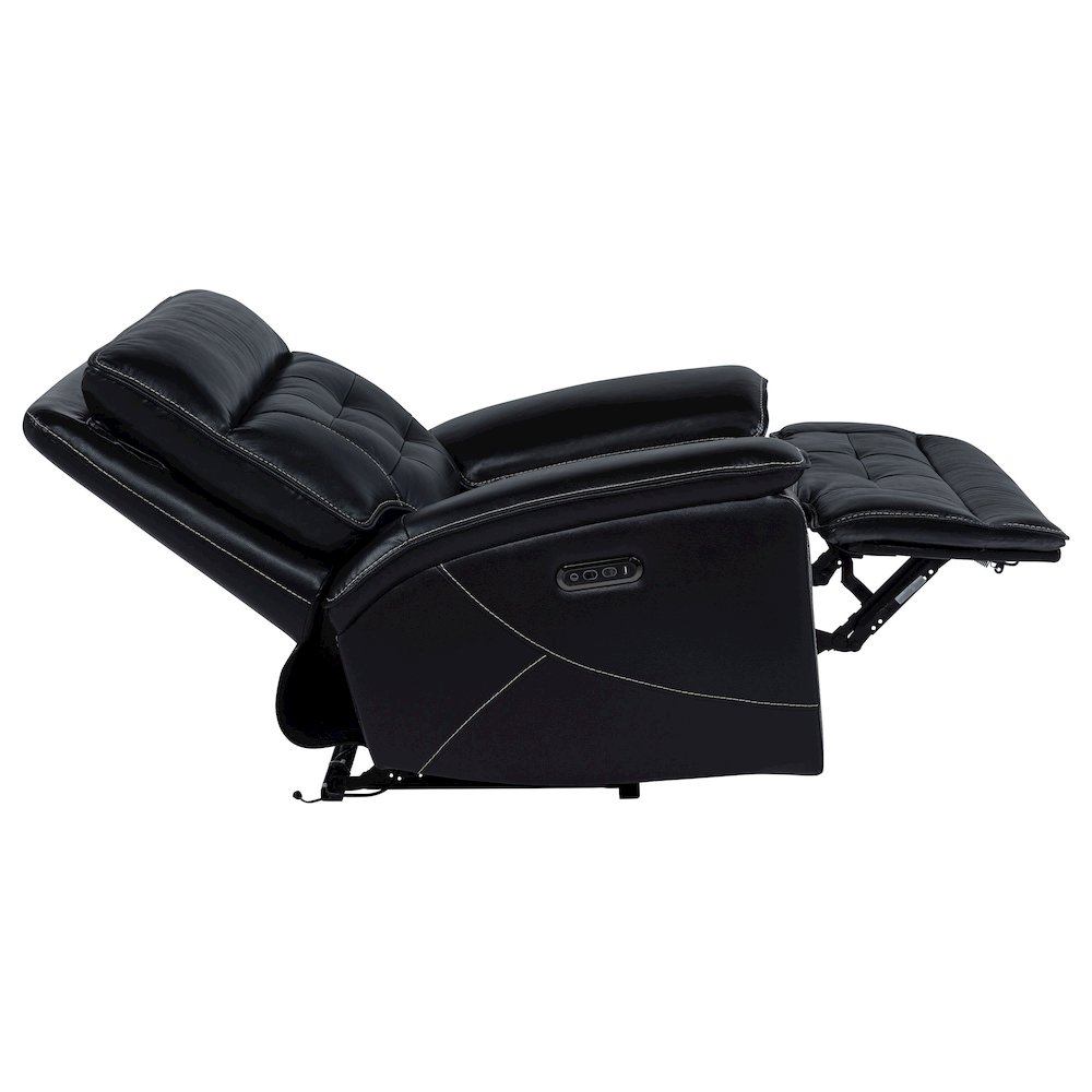 Hewitt Leather Upholstered Dual Power Recliner Chair Black. Picture 7