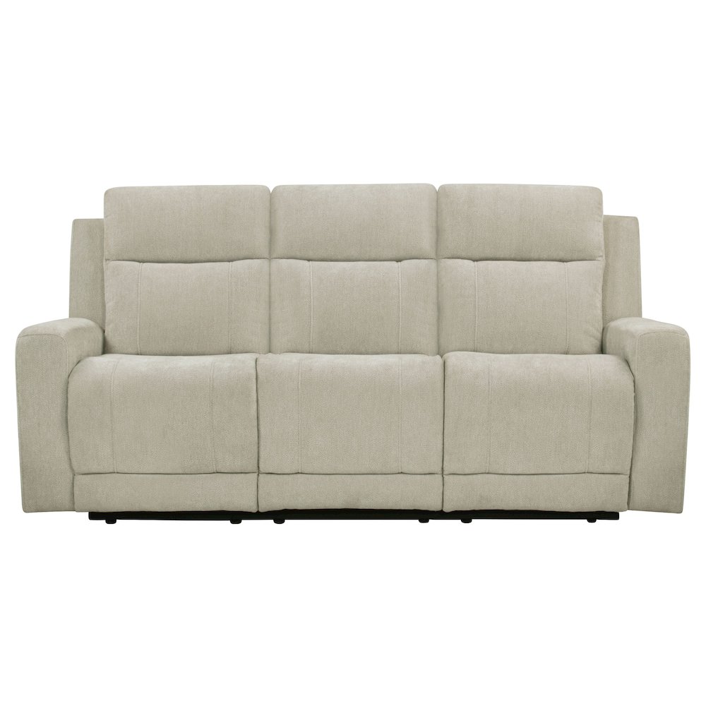 Kennett Chenille Upholstered Power Reclining Sofa Ivory. Picture 2