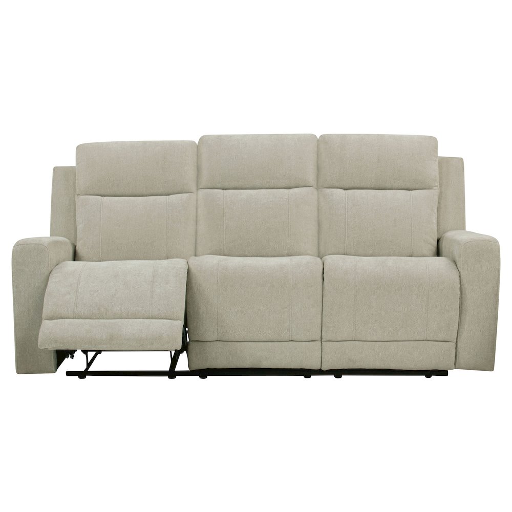 Kennett Chenille Upholstered Power Reclining Sofa Ivory. Picture 1