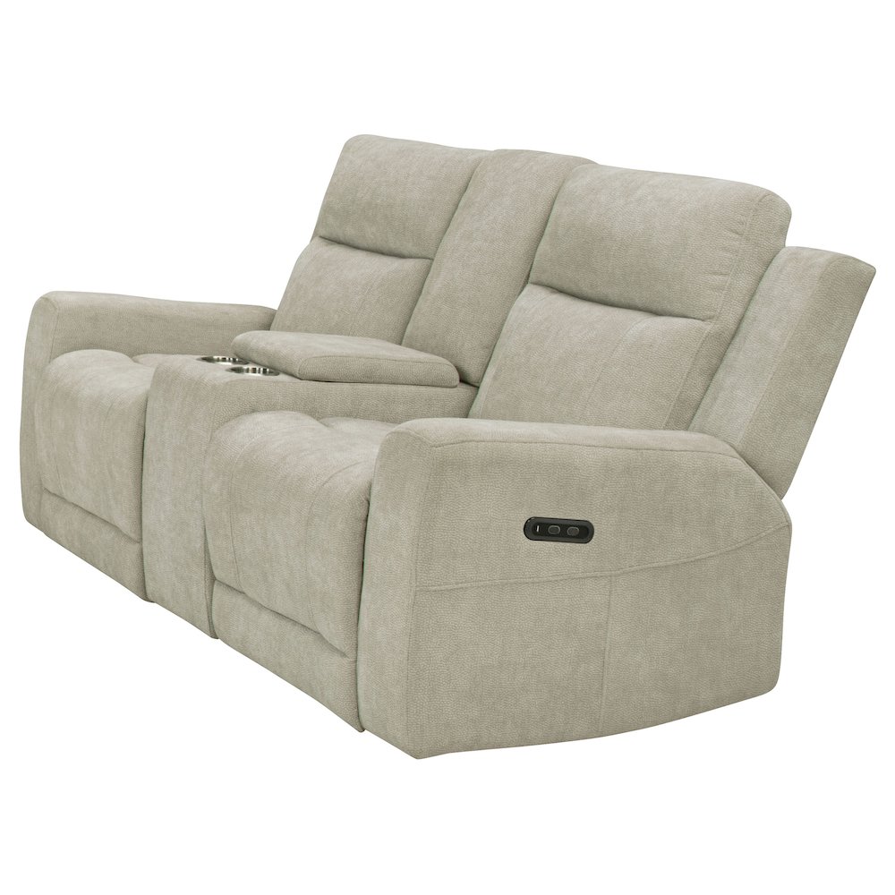 Kennett Chenille Upholstered Power Reclining Loveseat Ivory. Picture 2