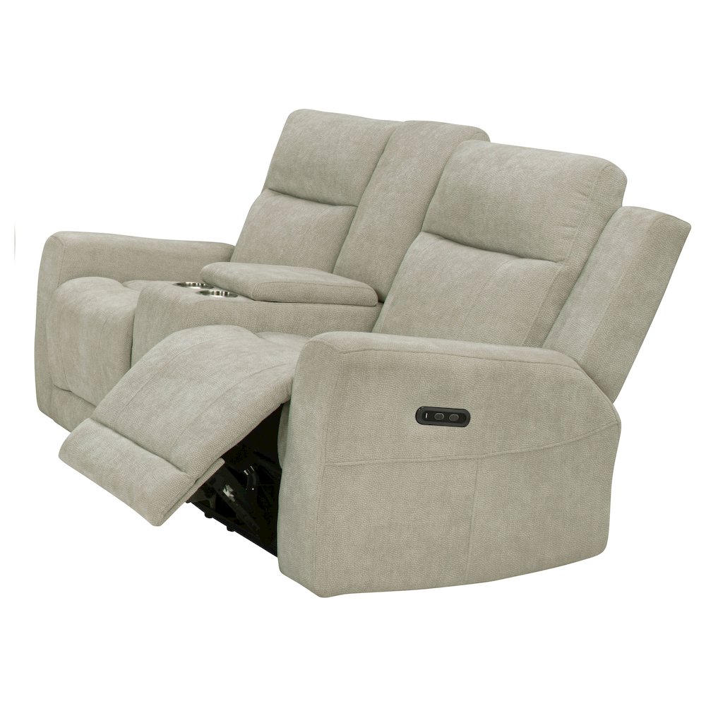 Kennett Chenille Upholstered Power Reclining Loveseat Ivory. Picture 1