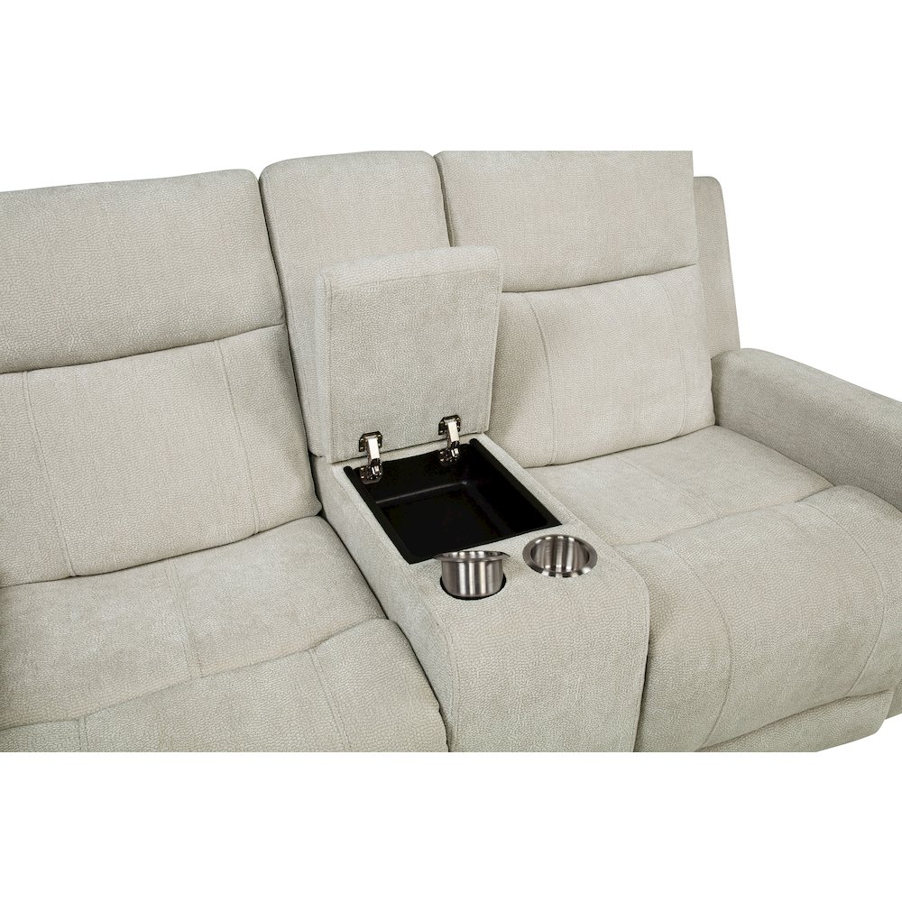 Kennett Chenille Upholstered Power Reclining Loveseat Ivory. Picture 3