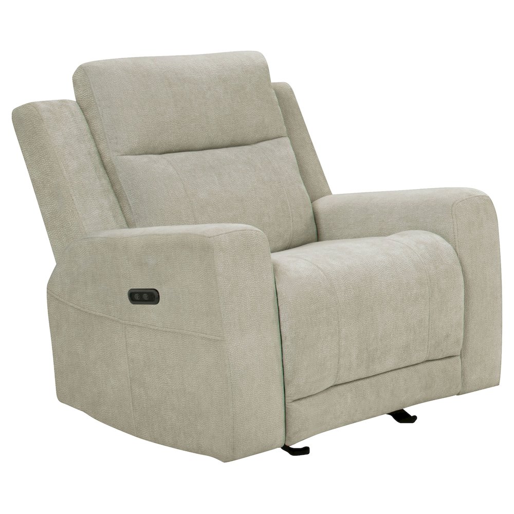 Kennett Chenille Upholstered Power Recliner Chair Ivory. Picture 2