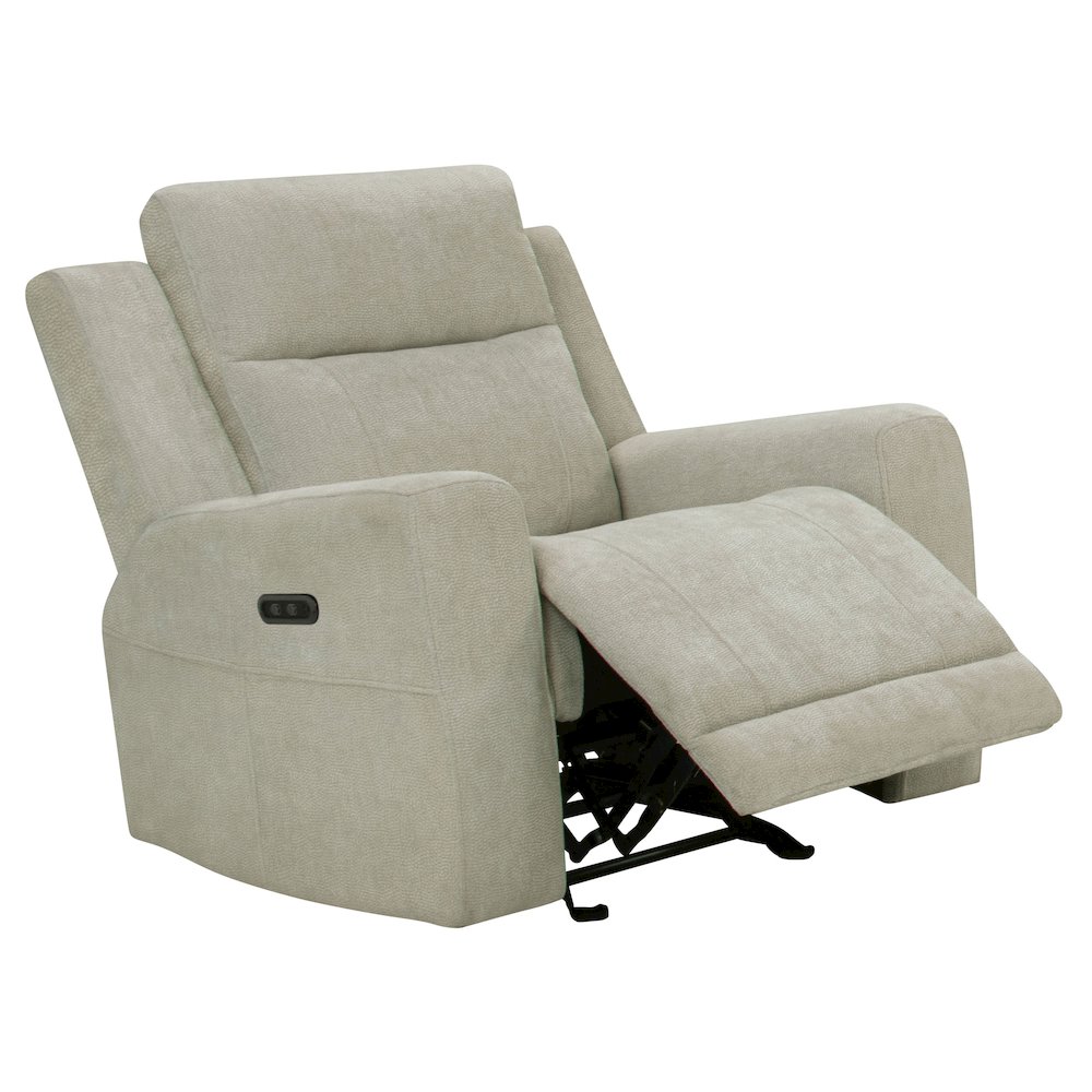 Kennett Chenille Upholstered Power Recliner Chair Ivory. Picture 1