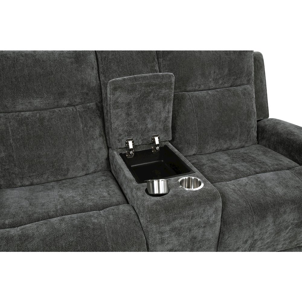 Kennett 2-piece Chenille Power Reclining Sofa Set Dark Grey. Picture 3