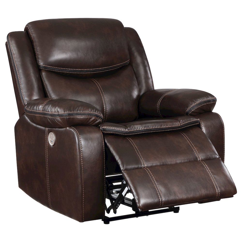 Sycamore Upholstered Power Recliner Chair Dark Brown. Picture 3