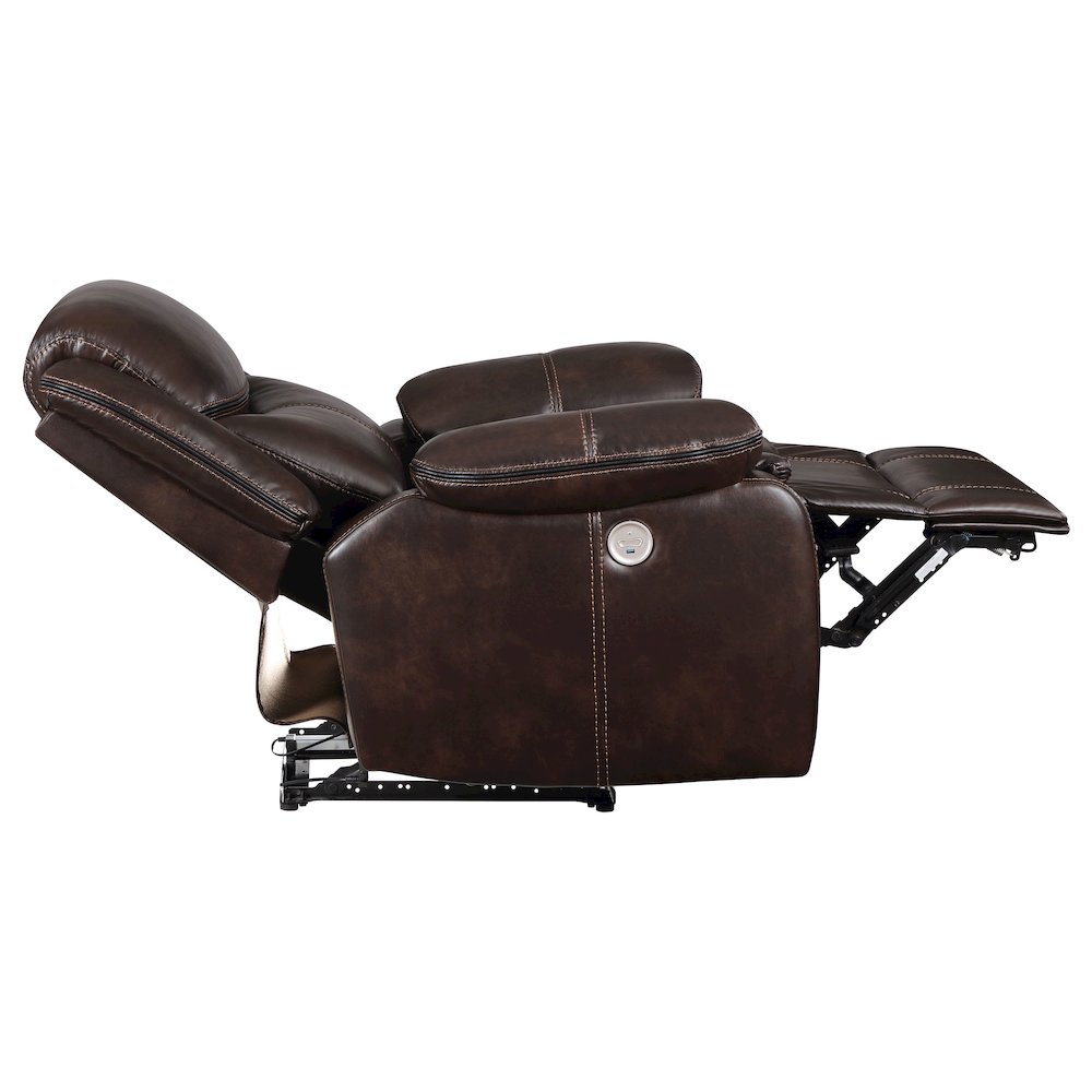 Sycamore Upholstered Power Recliner Chair Dark Brown. Picture 6
