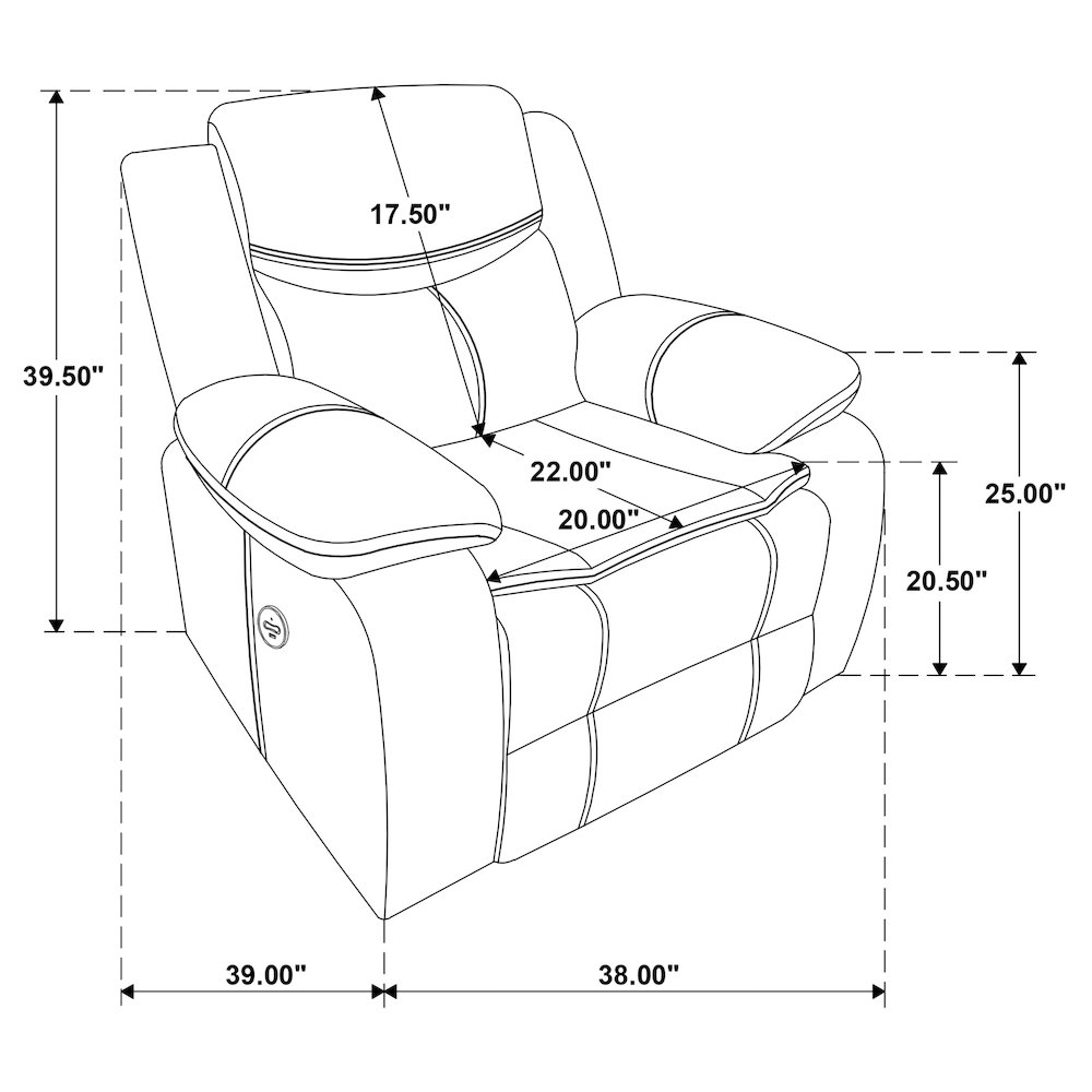 Sycamore Upholstered Power Recliner Chair Dark Brown. Picture 11