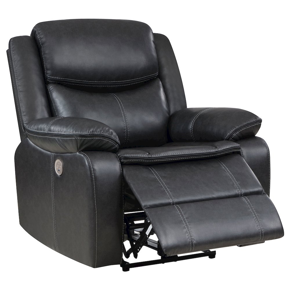 Sycamore Upholstered Power Recliner Chair Dark Grey. Picture 3