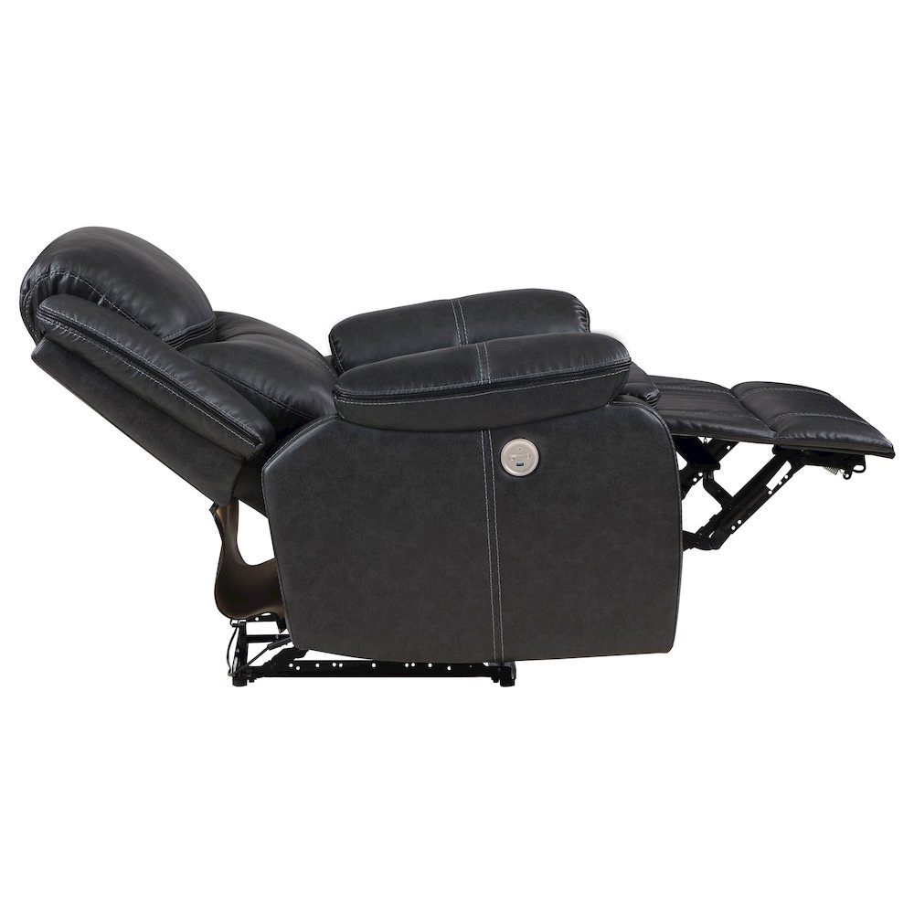 Sycamore Upholstered Power Recliner Chair Dark Grey. Picture 6