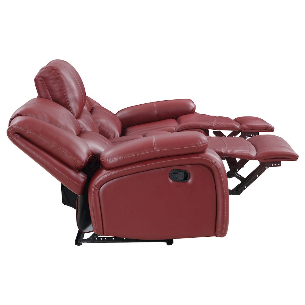Camila 3-piece Upholstered Reclining Sofa Set Red. Picture 5