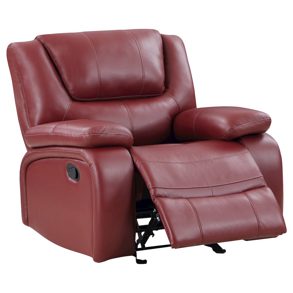 Camila 3-piece Upholstered Reclining Sofa Set Red. Picture 10