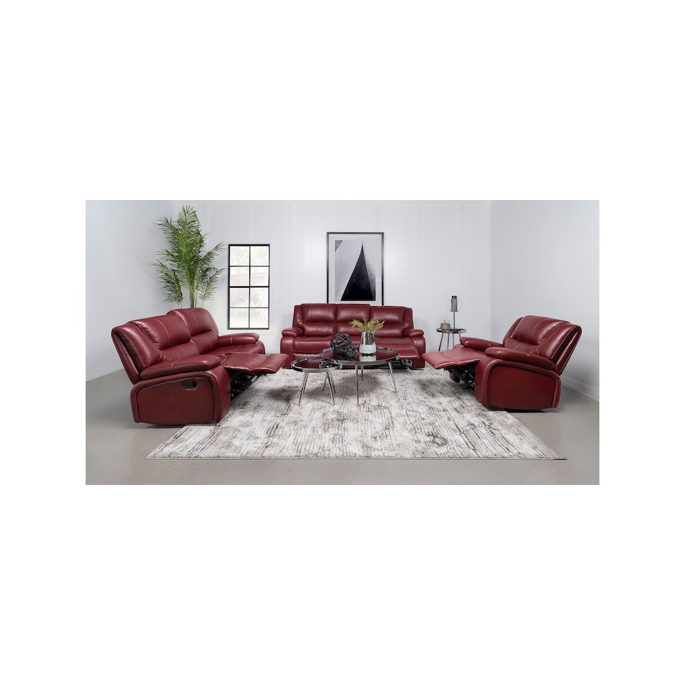 Camila Upholstered Motion Reclining Loveseat Red. Picture 11