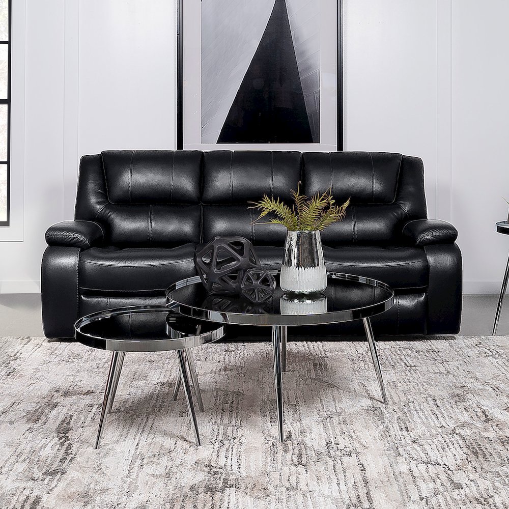 Camila Upholstered Motion Reclining Sofa Black. Picture 7