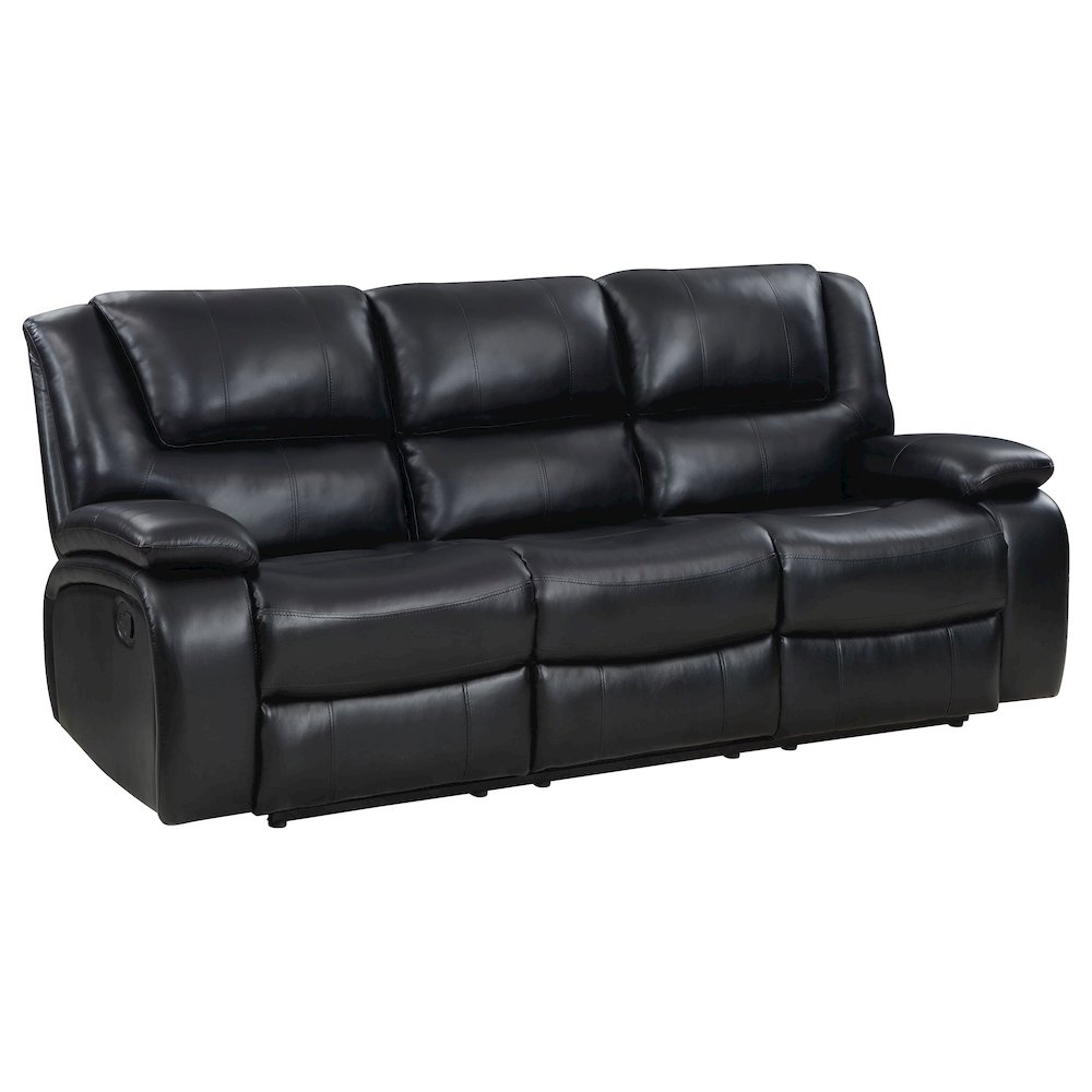 Camila 3-piece Upholstered Motion Reclining Sofa Set Black. Picture 2