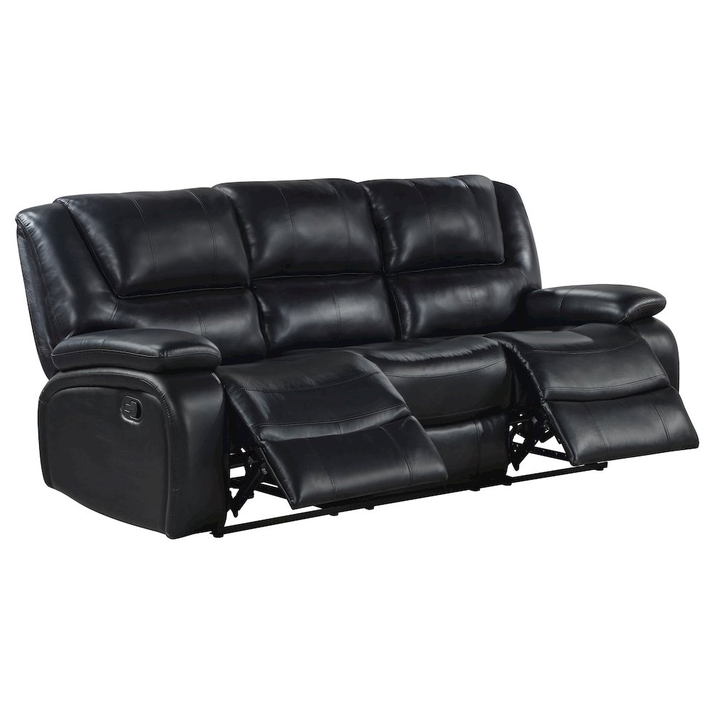 Camila 3-piece Upholstered Motion Reclining Sofa Set Black. Picture 3