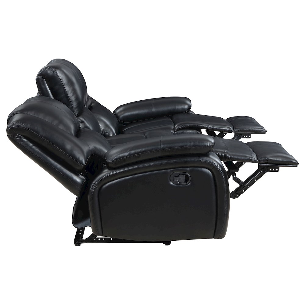 Camila 3-piece Upholstered Motion Reclining Sofa Set Black. Picture 5