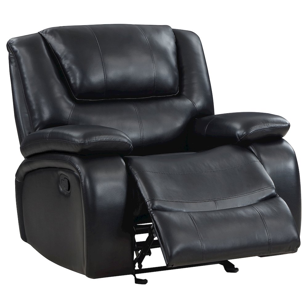 Camila 3-piece Upholstered Motion Reclining Sofa Set Black. Picture 11