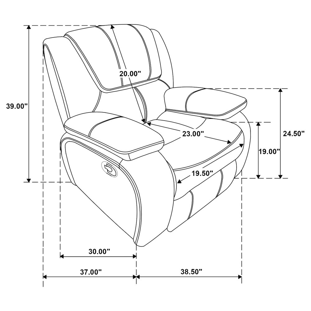 Camila 3-piece Upholstered Motion Reclining Sofa Set Black. Picture 18