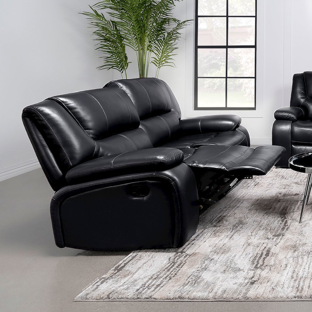 Camila Upholstered Motion Reclining Loveseat Black. Picture 9