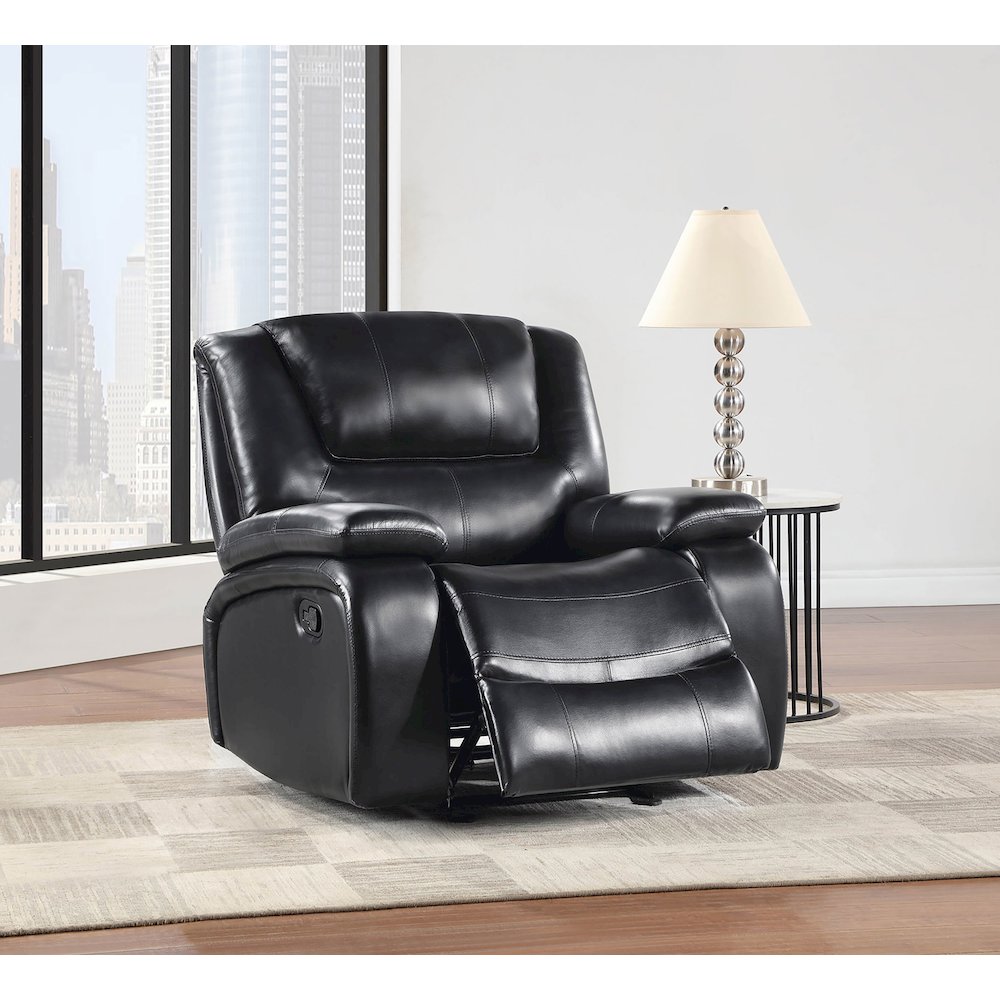 Camila Upholstered Glider Recliner Chair Black. Picture 9