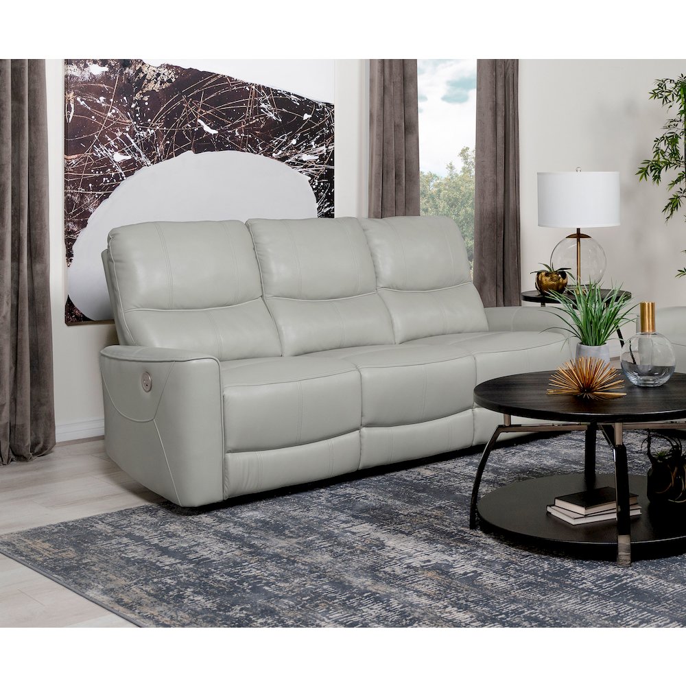 Greenfield Upholstered Power Reclining Sofa Dove Grey. Picture 8