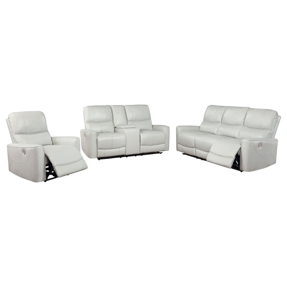Greenfield 3-piece Power Reclining Sofa Set Dove Grey. Picture 1
