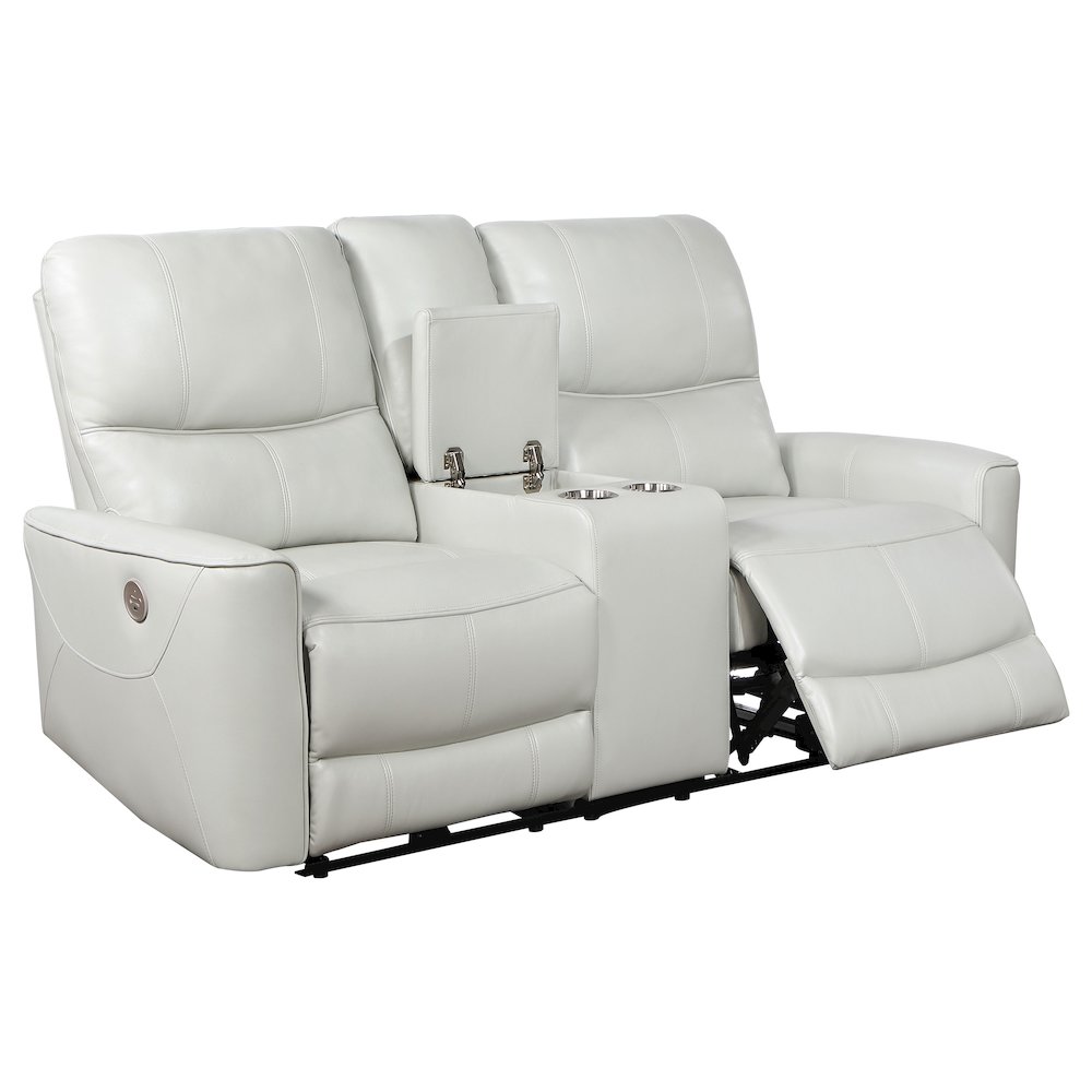 Greenfield Upholstered Power Reclining Loveseat Dove Grey. Picture 3