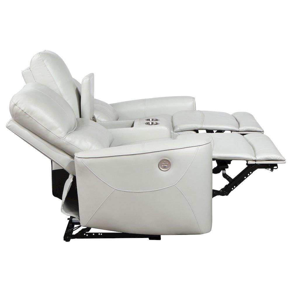 Greenfield Upholstered Power Reclining Loveseat Dove Grey. Picture 7