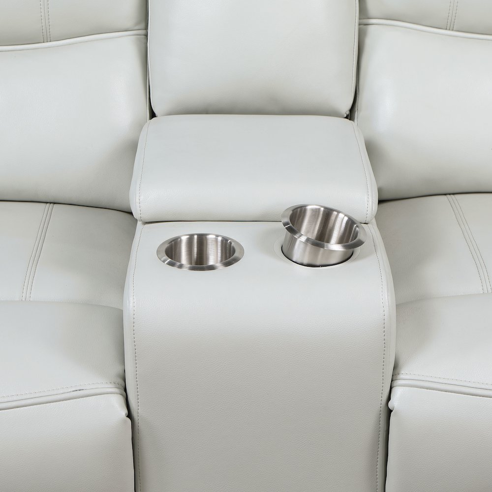 Greenfield Upholstered Power Reclining Loveseat Dove Grey. Picture 12