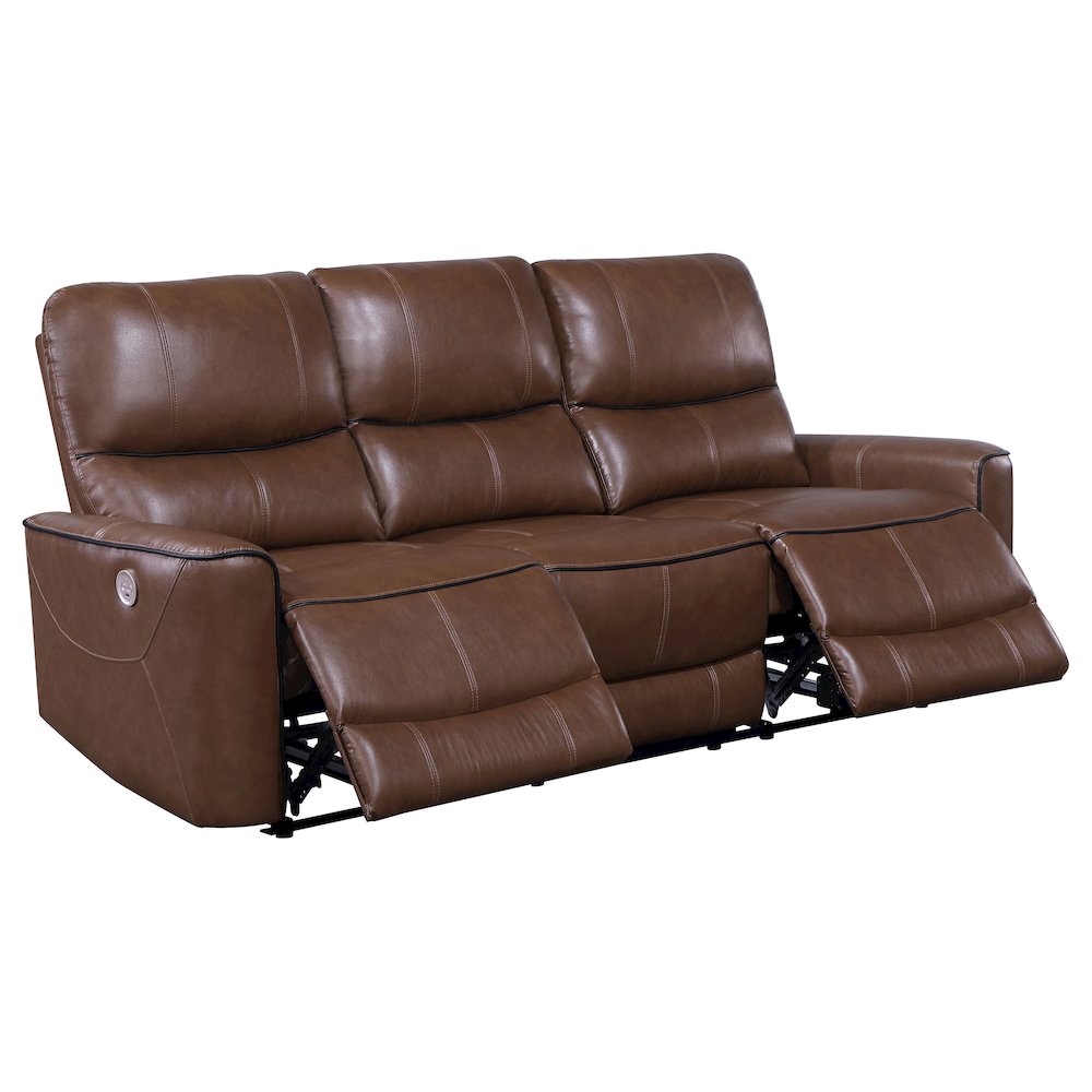 Greenfield Upholstered Power Reclining Sofa Saddle Brown. Picture 3
