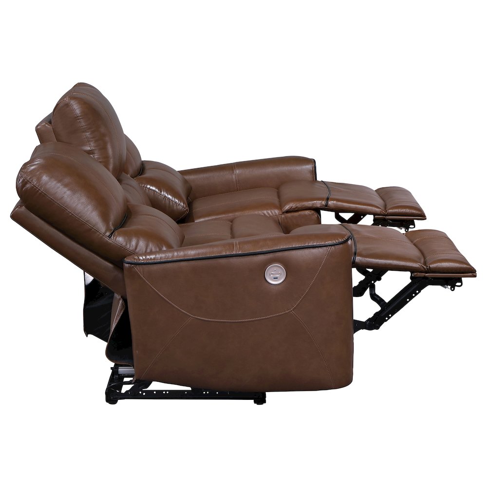 Greenfield Upholstered Power Reclining Sofa Saddle Brown. Picture 7