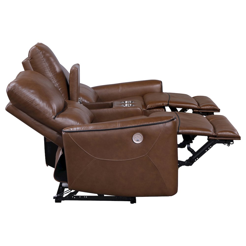 Greenfield 2-piece Power Reclining Sofa Set Saddle Brown. Picture 10