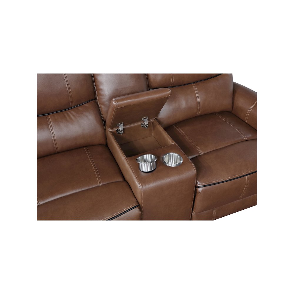 Greenfield 2-piece Power Reclining Sofa Set Saddle Brown. Picture 15