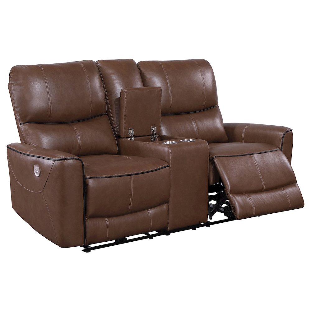 Greenfield 3-piece Power Reclining Sofa Set Saddle Brown. Picture 6