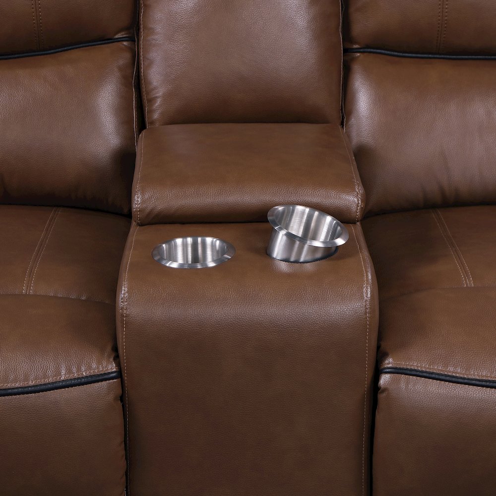 Greenfield 3-piece Power Reclining Sofa Set Saddle Brown. Picture 15