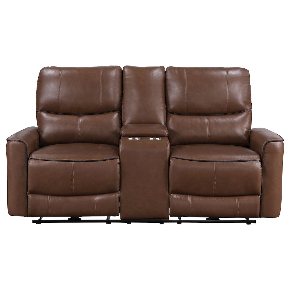 Greenfield Upholstered Power Reclining Loveseat Saddle Brown. Picture 4