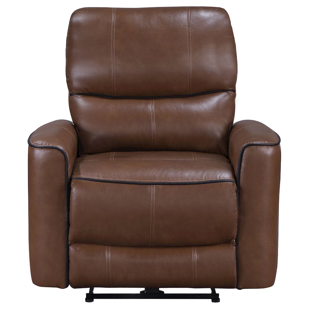Greenfield Upholstered Power Recliner Chair Saddle Brown. Picture 4