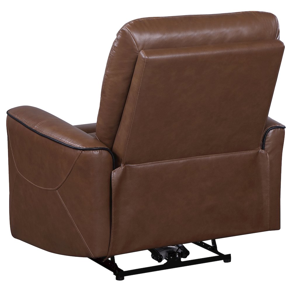 Greenfield Upholstered Power Recliner Chair Saddle Brown. Picture 5