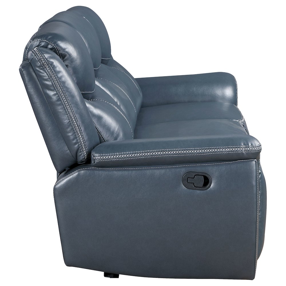 Sloane Upholstered Padded Arm Reclining Sofa Blue. Picture 6
