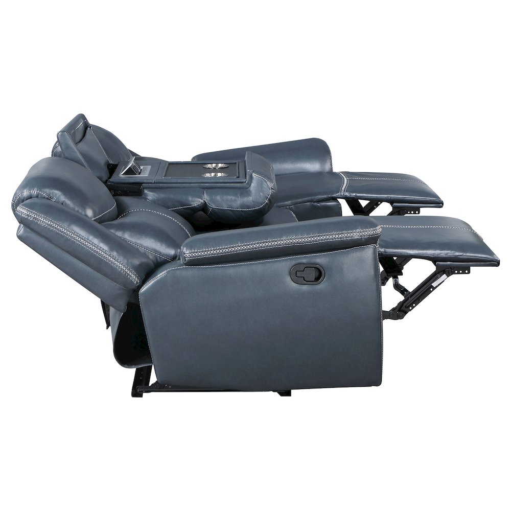 Sloane Upholstered Padded Arm Reclining Sofa Blue. Picture 7