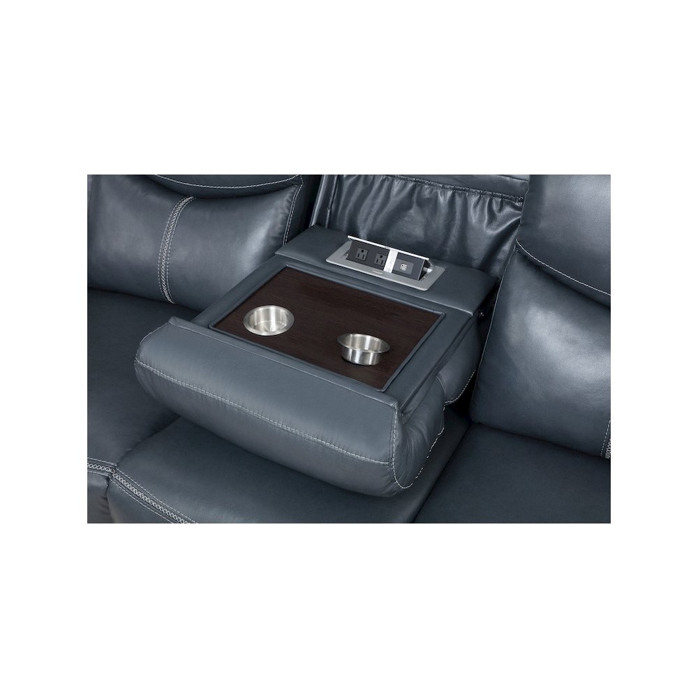 Sloane 2-piece Upholstered Reclining Sofa Set Blue. Picture 14