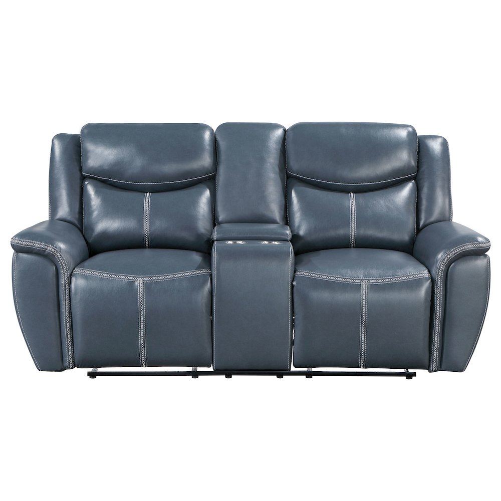 Sloane Upholstered Padded Arm Reclining Loveseat Blue. Picture 4