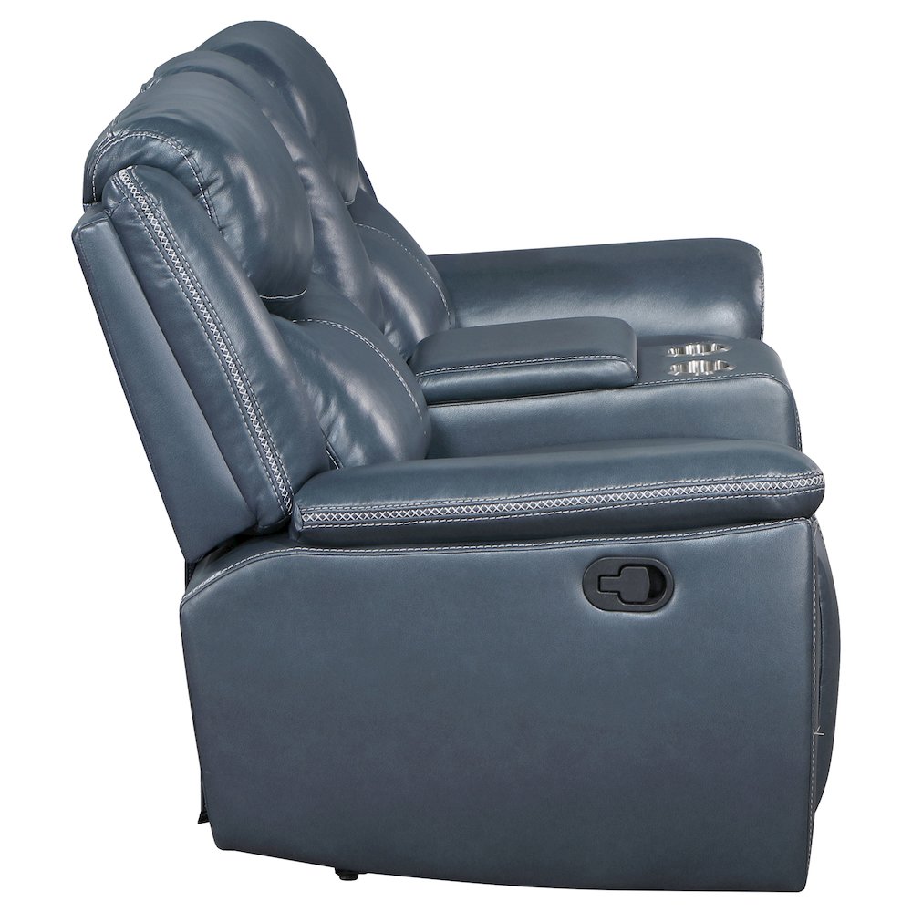 Sloane Upholstered Padded Arm Reclining Loveseat Blue. Picture 6