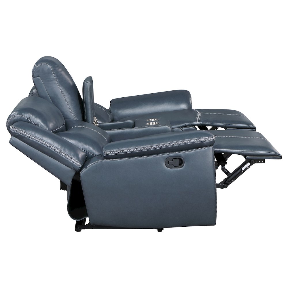 Sloane Upholstered Padded Arm Reclining Loveseat Blue. Picture 7